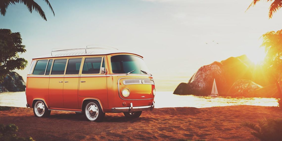 retro car on a beach