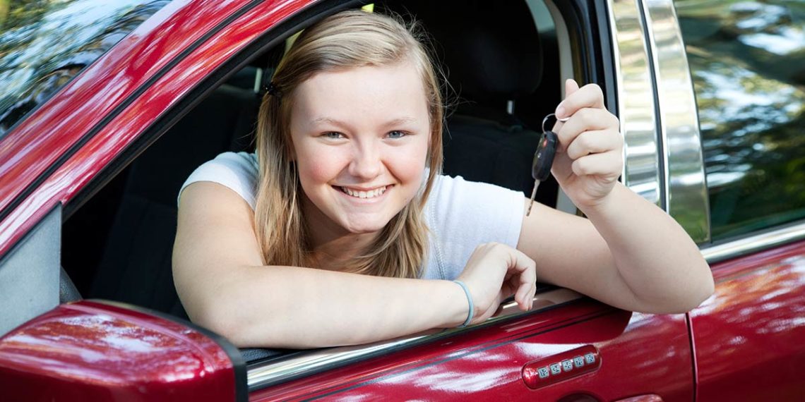 teen driver with first car