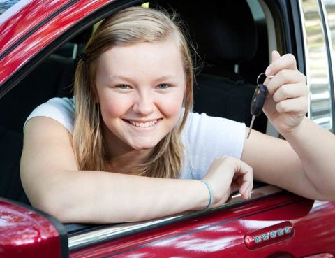 teen driver with first car